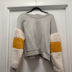 Bershka Gray Sweater with Yellow Accents